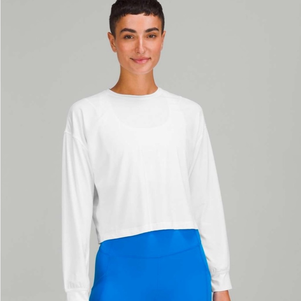 Lululemon Abrasion-Resistant Training Long Sleeve Shirt in White, Size 2